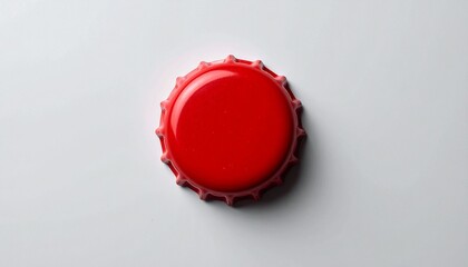 Red bottle cap viewed from above with ridged edges and smooth center