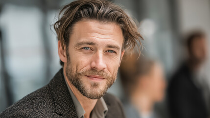 Obraz premium Smiling Businessman Portrait, 笑顔のビジネスマンポートレート