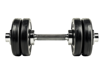 Pair of black dumbbells isolated on white
