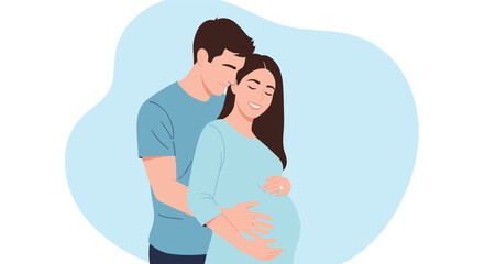Obraz premium A loving couple expecting a baby embracing warmly together