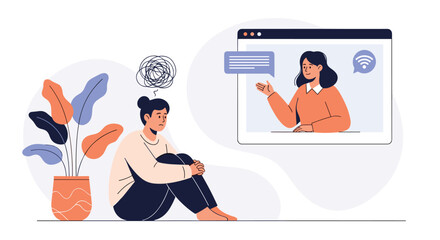 Online mental health support session for individuals experiencing stress and anxiety