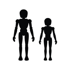 Two humanoid silhouettes standing side by side showing different sizes and proportions