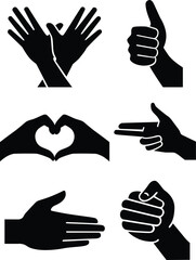 Obraz premium Silhouette Collection of Hand Gestures