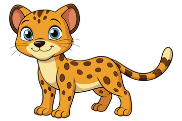 Cartoon Style Orange Spotted Feline on White Background