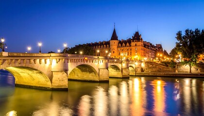 Fototapeta premium Parisian bridge at night
