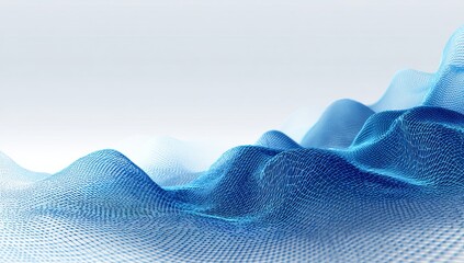 Blue Wireframe Landscape with Mesh Mountains abstract