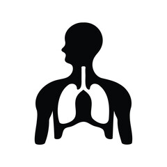 Human torso silhouette with lungs medical symbol for healthcare and technology