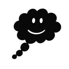 Happy thought bubble with smiling face conveying positive emotions and ideas