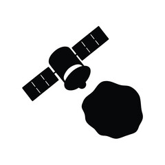 Futuristic space satellite mining asteroid for resources in deep cosmos exploration