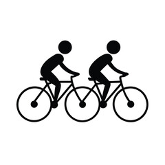 Obraz premium Black silhouette of a couple enjoying a bicycle ride together outdoors