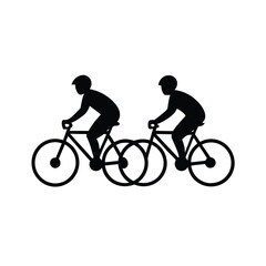 Obraz premium Simple black silhouette of a couple enjoying a bicycle ride together