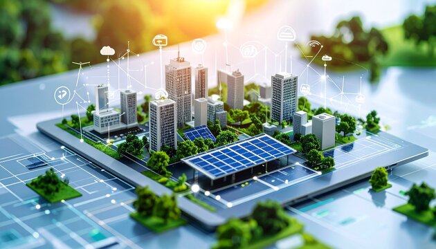 Smart city on digital tablet