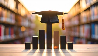 Graduation cap on bar chart blocks