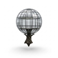 Fototapeta premium Discover a sanctuary of serenity in this unique globe treehouse for peaceful relaxation and nature escapes