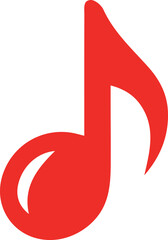 Vibrant Red Music Note Boldly Isolated Against White Backdrop Inviting Musical Expression and Artistic Creativity