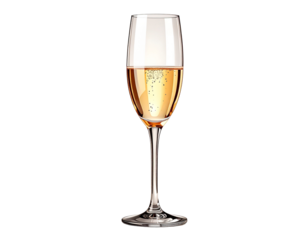 Elegant Champagne Flute with Bubbles and Reflections