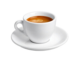Naklejka premium Elegant White Cup with Fresh Espresso Coffee