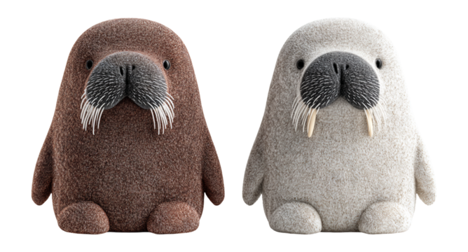 Cute Plush Walrus Dolls in Brown and Gray Color Variations