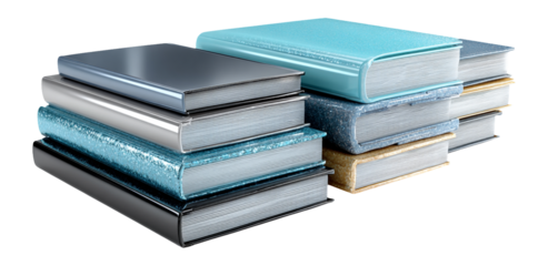 Colorful Collection of Hardcover Books Stacked on a White Background