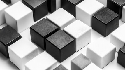 Black and white cubes arranged together geometric abstract background modern design 3d shape pattern concept