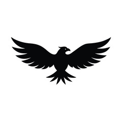 Majestic black eagle in flight with spread wings for banner or advertisement