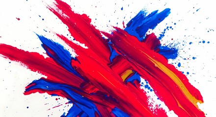 Vibrant Red and Blue Color Explosion Abstract Art Background