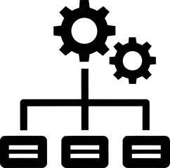 Simple flowchart icon with gears