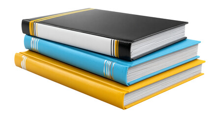 Three Colorful and Stylish Notebooks Stacked on a White Background