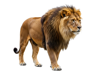 Majestic African Lion Powerful Wildlife Photography King of the Jungle Wild Cat Animal Portrait Panthera Leo isolated on transparent background