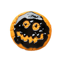 halloween cookies with spooky faces, isolated on transparent background