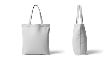 White Canvas Tote Bag Mockup - Blank Front & Side View