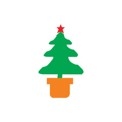Minimalist Christmas Tree Icon Illustration