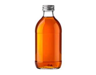 Clear Bottle of Tea on White Background