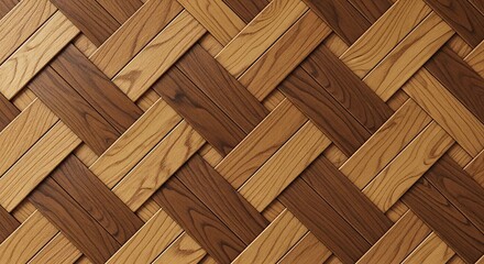 Fototapeta premium Close-up view of a wooden floor with a woven pattern.