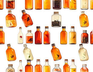 Delicate Arrangement of Tea Bottles Without Labels