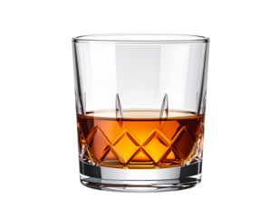 Elegant Clear Glass with Whiskey Beverage Inside