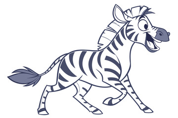 Cartoon Zebra Running on White Background Animal Clip Art Design