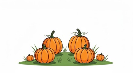 Autumn Harvest: Pumpkins on Green