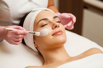 Woman Receiving Relaxing Spa Facial Treatment