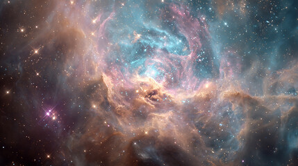 dense star cluster suspended within colorful nebula clouds