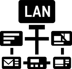 Local area network diagram simple computer connection icon