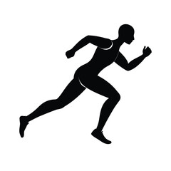 Dynamic black silhouette of a fast sprinting runner in motion