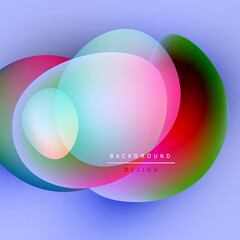 Abstract colorful shapes overlap. Vibrant gradients create dynamic visual effect. Modern design elements present smooth transitions.