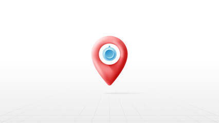 Red location map pin with blue target symbol for GPS navigation, destination, and direction concept