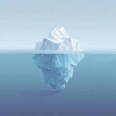 Pristine white iceberg in arctic waters demonstrating natural ice phenomena with visible underwater structure for environmental education and climate science
