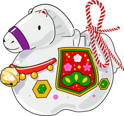 馬の年賀素材　午年の郷土玩具イラスト