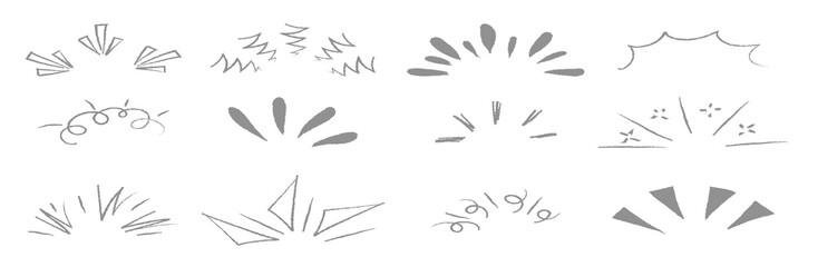 doodle shine sunburst sparkle ray elements hand drawn pop vector illustration