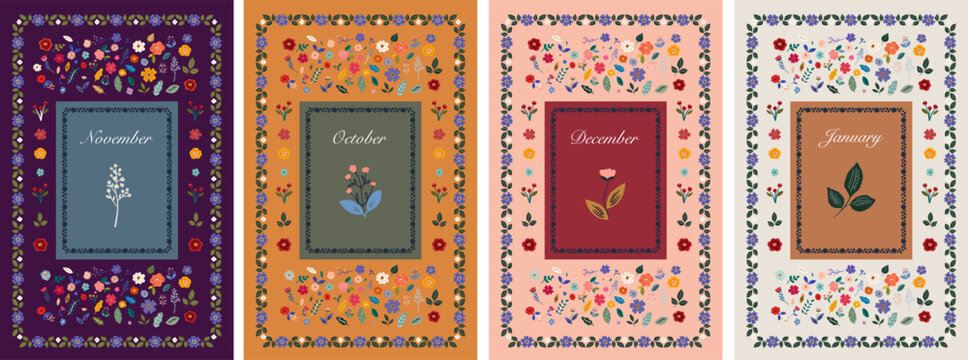 Cover design. Calendar, notebook, cards and posters design