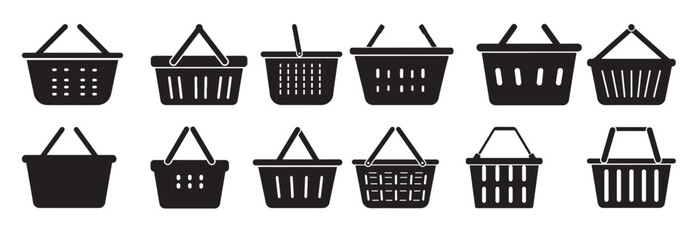 baskets silhouette white background vector illlustration