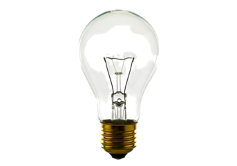 Clear Glass Light Bulb Classic Incandescent Design isolated on transparent background